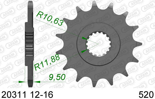 AFAM voortandwiel 13 tands staal Honda CR 250R 88-07 & CR 500R 88-01 & CRF 450R 02- & CRF 450 RX 17-