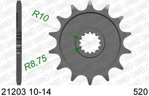 AFAM Piñón delantero de acero para Gas Gas EC 125 & Yamaha YZ 125 87-04