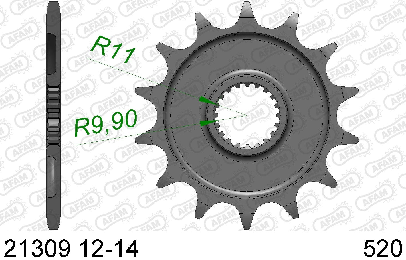 AFAM voortandwiel 12 tands staal Gas Gas EC 250F & EC 300F, Yamaha YZ 125 & YZ 250F & WR 250F, Fantic XX/XE 125