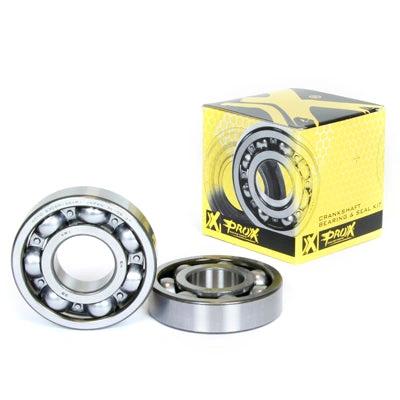 ProX crankshaft bearing & seal kit; two metal bearings beside a yellow ProX box (DR-Z400/ LT-Z400/ KLX400R).