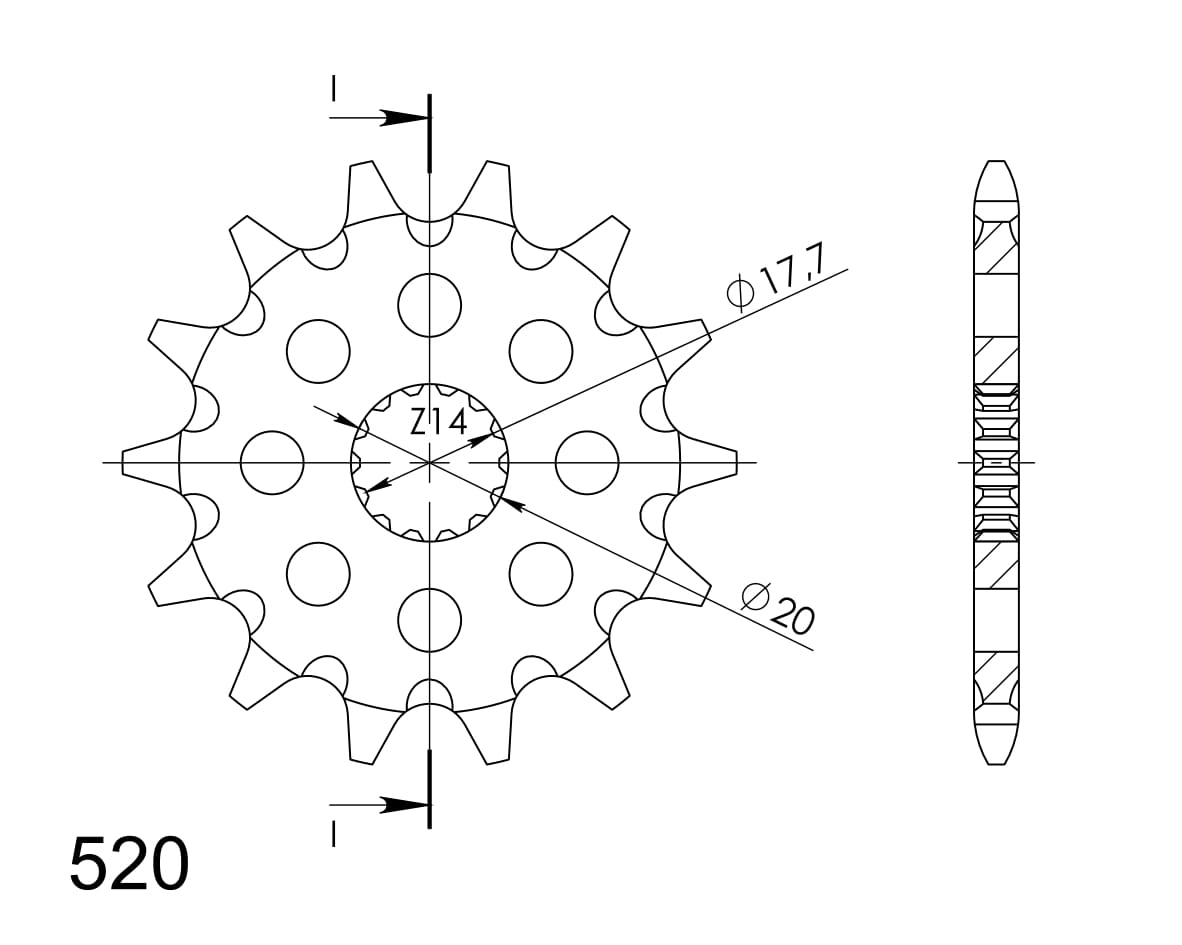 Technische illustratie: Supersprox Front sprocket 564.13 – CST-564:13.1; uitvoering volgens artikelgegevens