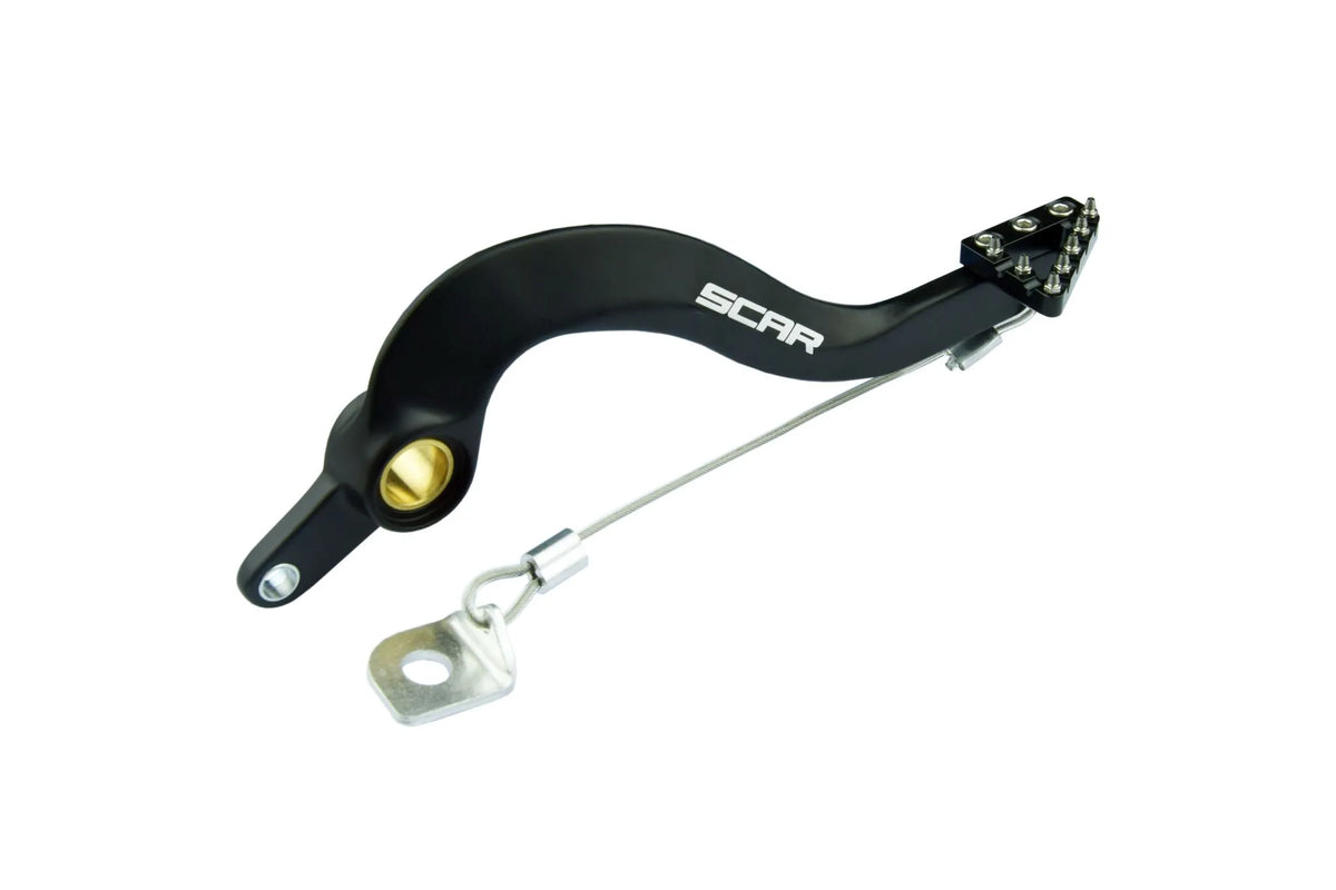 SCAR RACING zwart achterrempedaal met verstelbare pedaaltip — voor o.a. FANTIC XEF 250 (2022–2025) - MxProStoreParts
