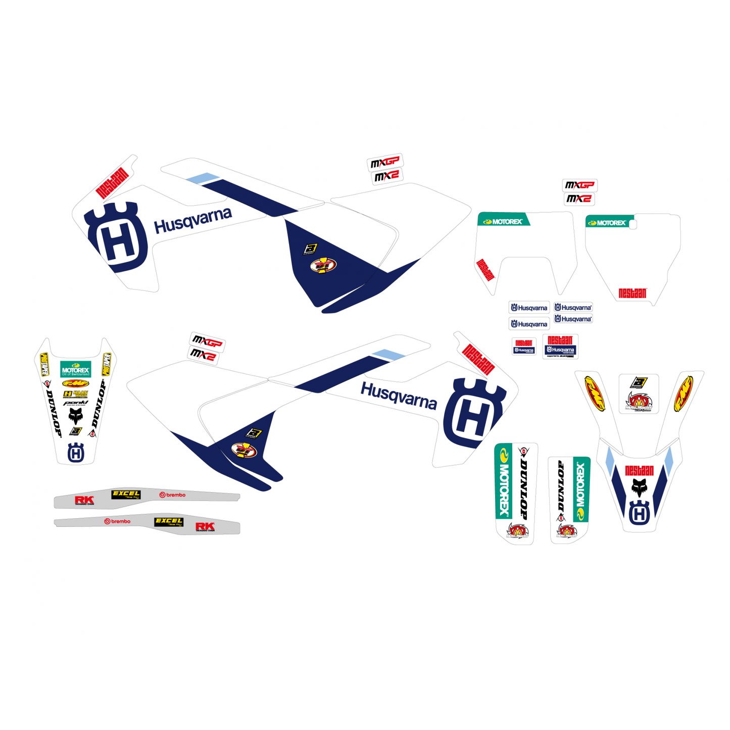 Blackbird stickerset Replica Factory MX2/MXGP Husqvarna TC/FC 125/250/350/450 2016-2018 &amp; TE/FE 125/250/300/350/450/501 2017-2019