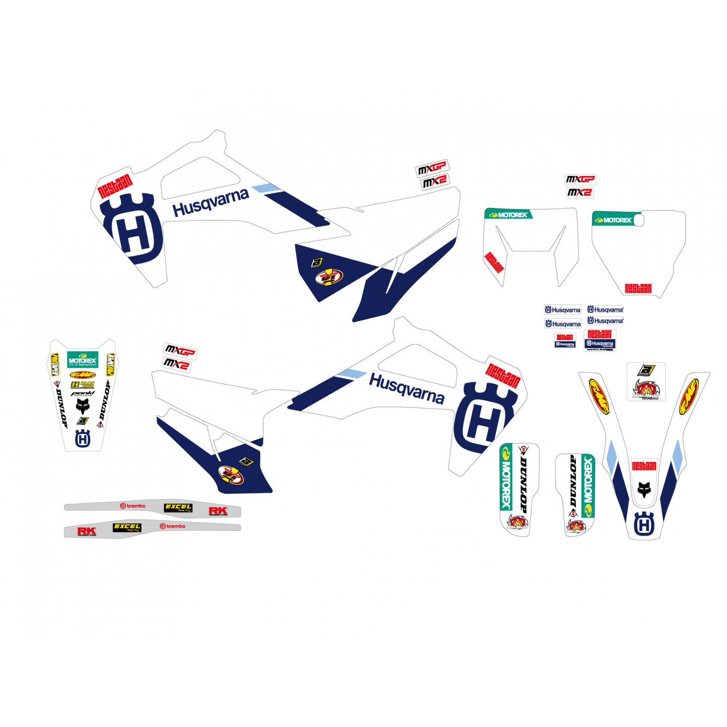 Blackbird stickerset Replica Factory MX2/MXGP Husqvarna TC/FC 125-450 2019-2022 &amp; FE/TE 250-501 2020-2023