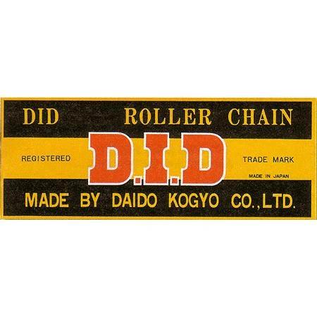 D.I.D 530 connecting link label; yellow and black with large DID logo.