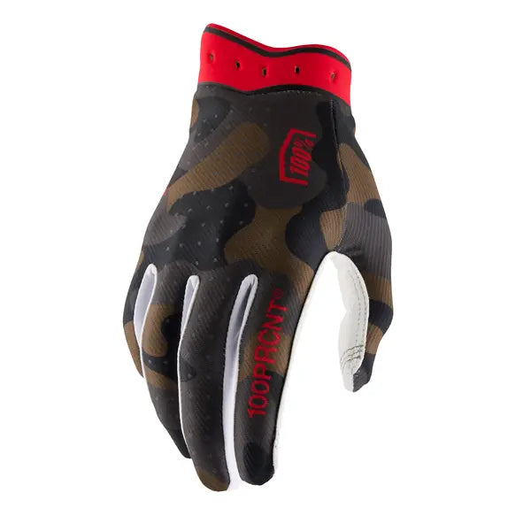 100% iTrack crosshandschoenen wit/camouflage/rood