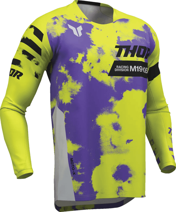 THOR Jeugd Launchmode Bleach crossshirt – Zwart/Grijs/Paars/Fluorgeel