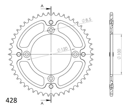 Supersprox Stealth Rear sprocket SU RM80/85 YA YZ80/85 Gold 52