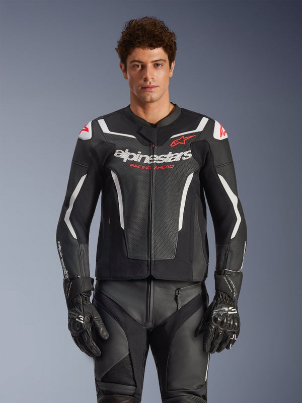 Alpinestars Leather Jacket GP Force v2 Airflow Black/White - MxProStoreParts