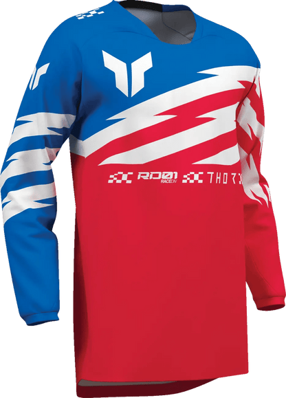 THOR Jeugd Launchmode Shockie crossshirt – Blauw/Rood/Wit