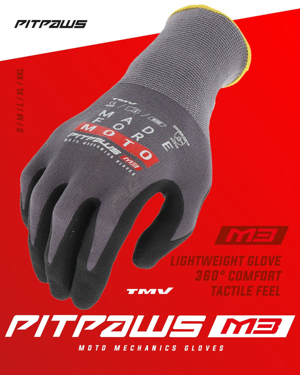 TMV Pitpaws gloves Black "Made for Moto" S