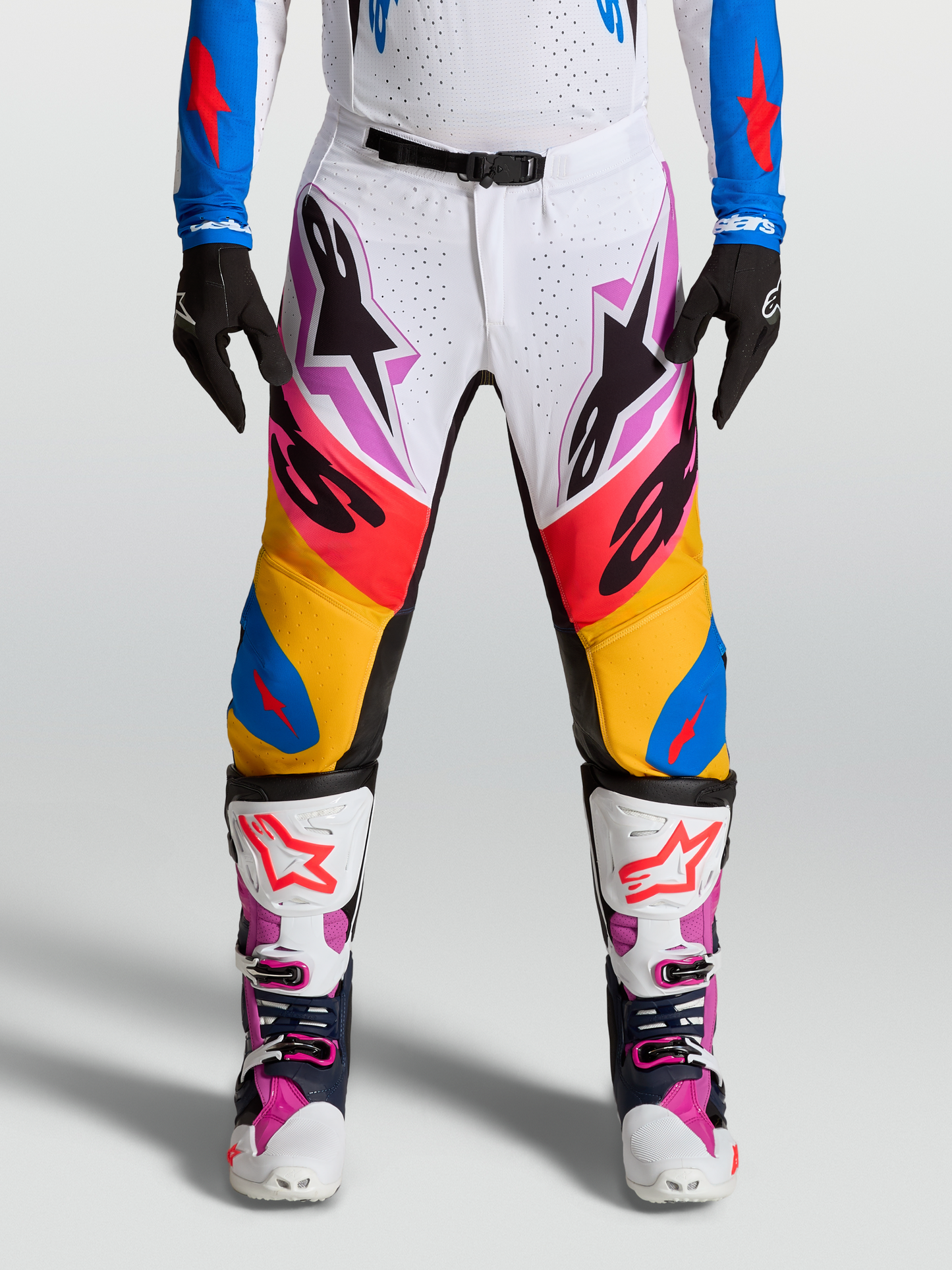 Alpinestars Supertech Dyna Broek 2027 Wit Blithe Blauw Zwart Paars