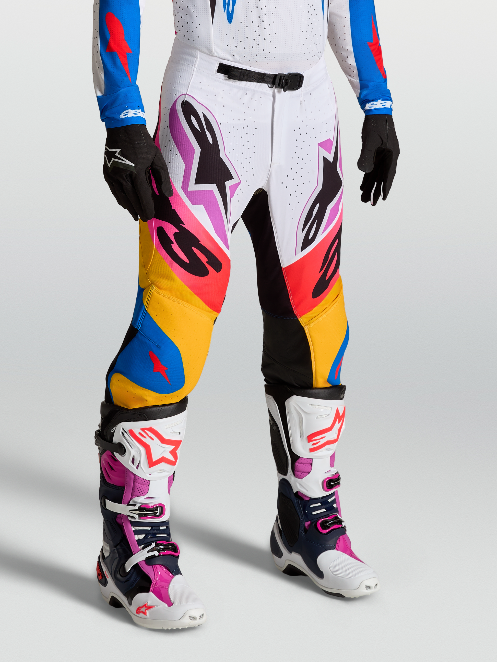 Alpinestars Supertech Dyna Broek 2027 Wit Blithe Blauw Zwart Paars