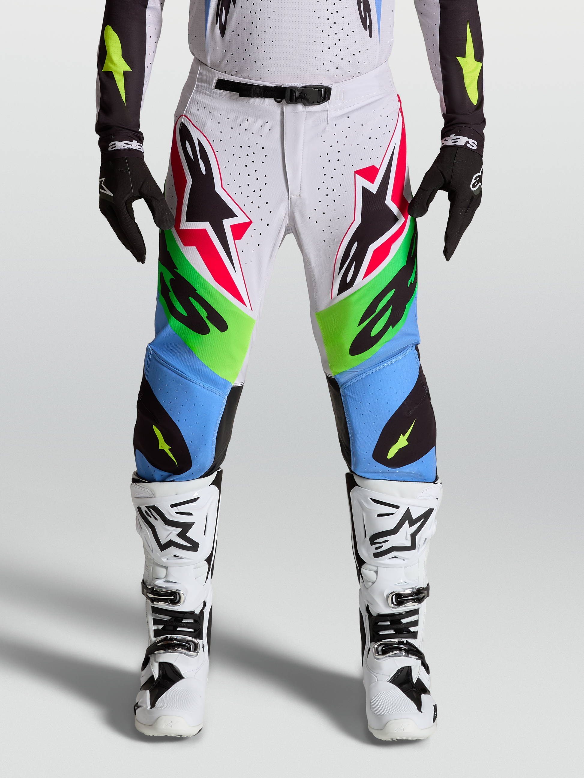 Alpinestars Supertech Dyna Broek 2027 Licht Lila Groen Fluo Zwart
