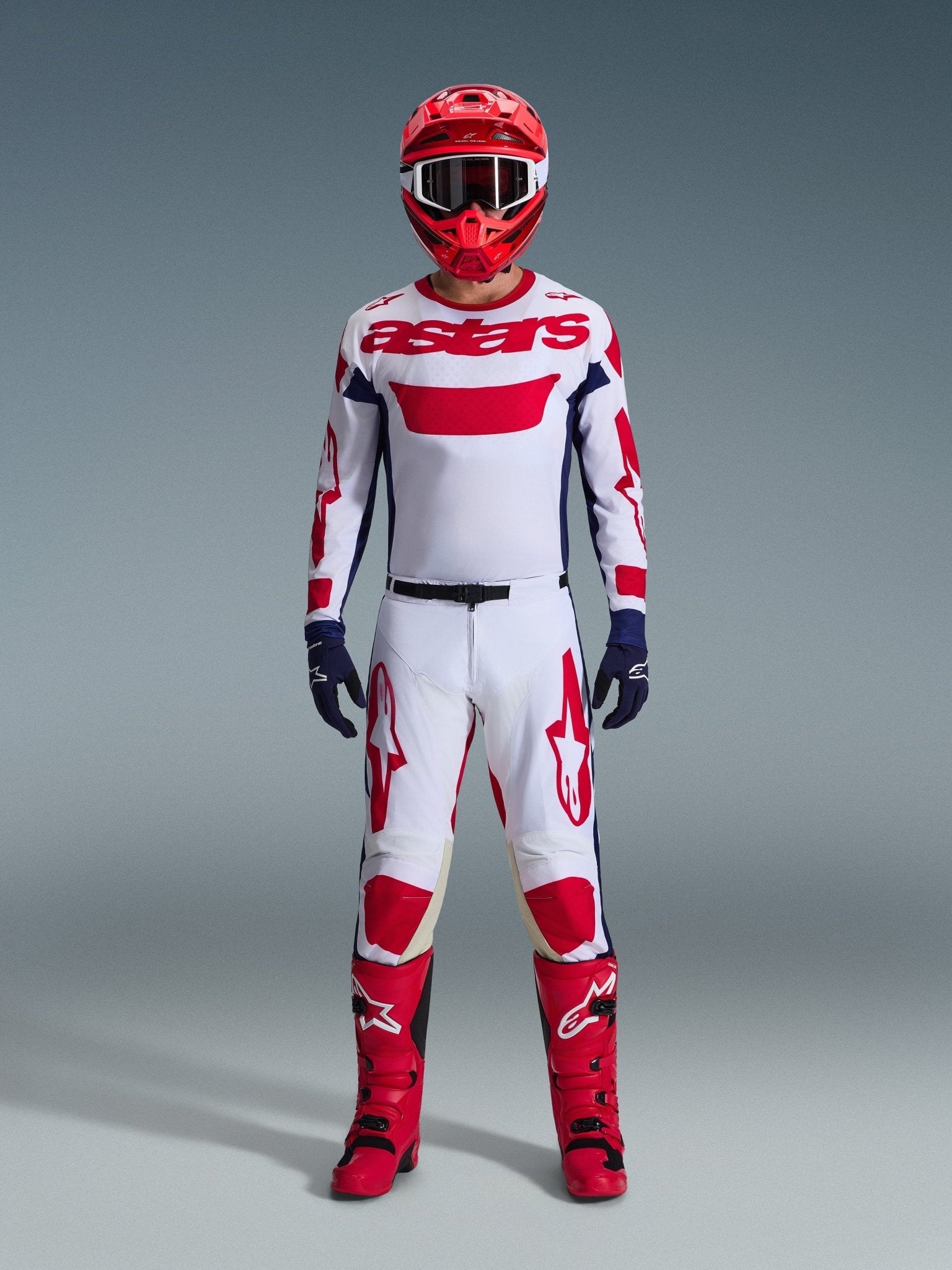 Alpinestars Racer Riway Hosen Weiß Blau Rot 2026 - MxProStoreParts