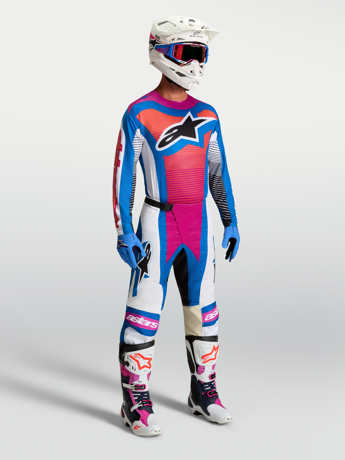 Alpinestars Techstar Maven Broek 2027 Wit Hot Coral Blithe Blue