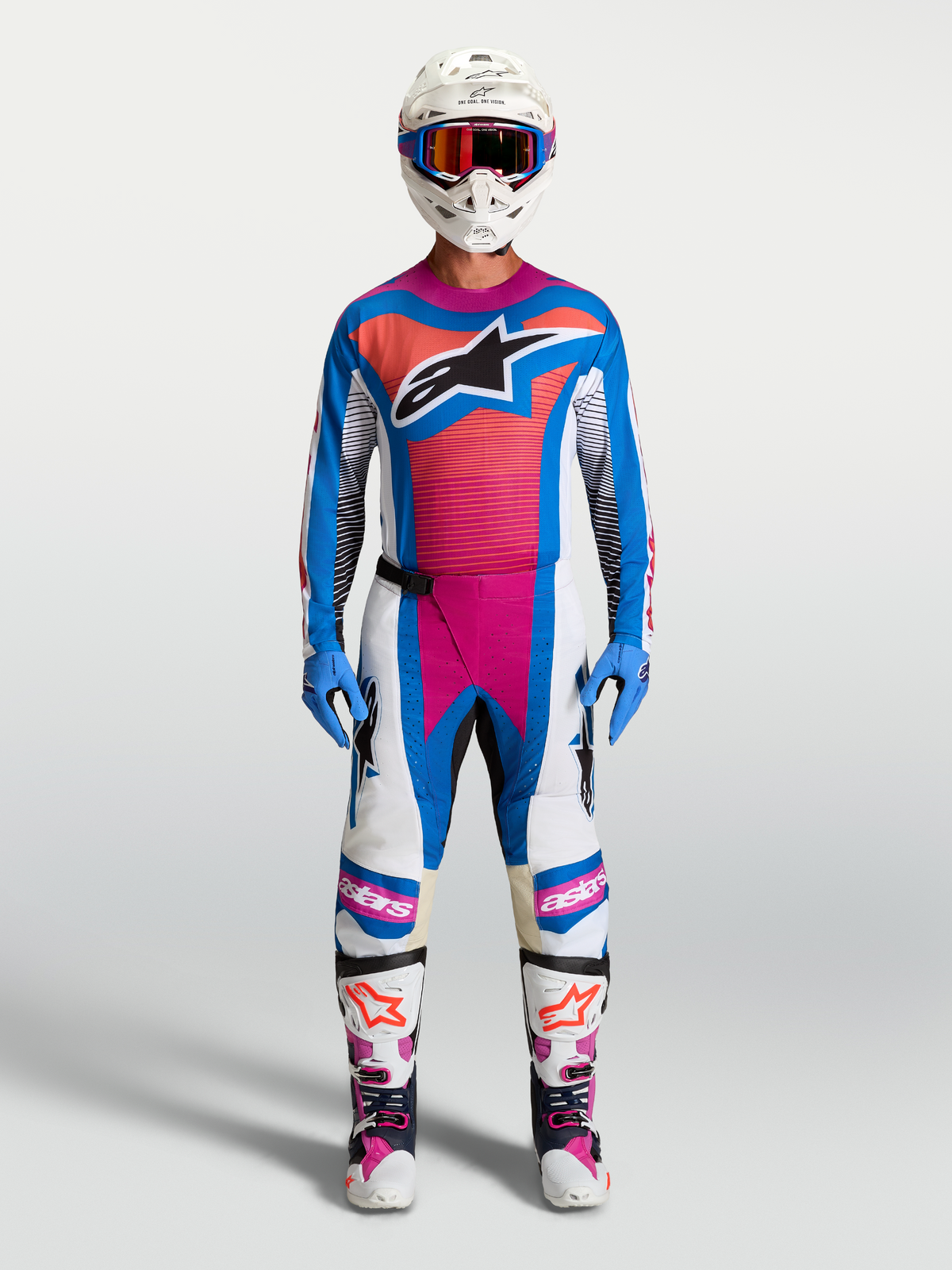 Alpinestars Techstar Maven Broek 2027 Wit Hot Coral Blithe Blue