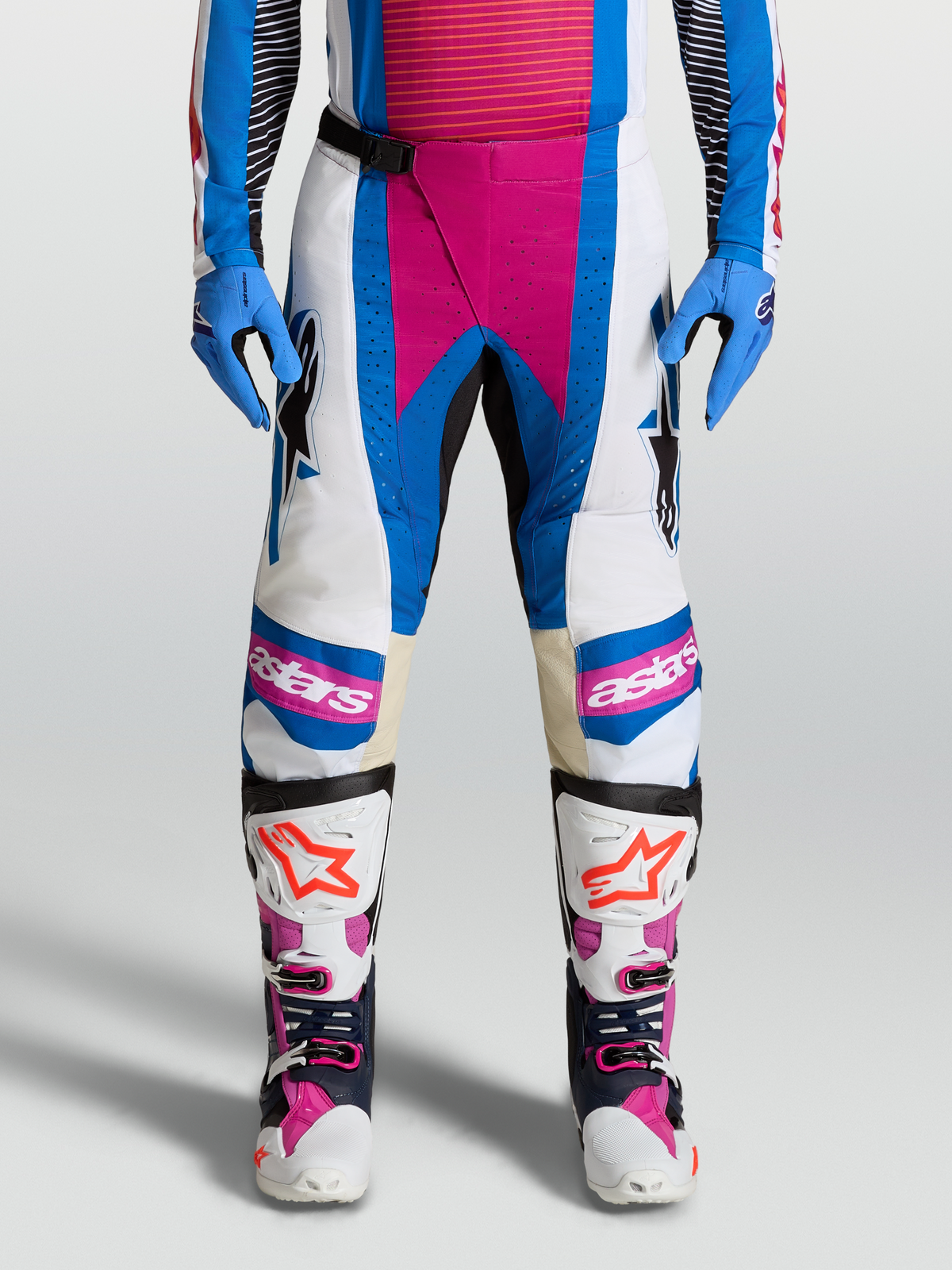 Alpinestars Techstar Maven Broek 2027 Wit Hot Coral Blithe Blue
