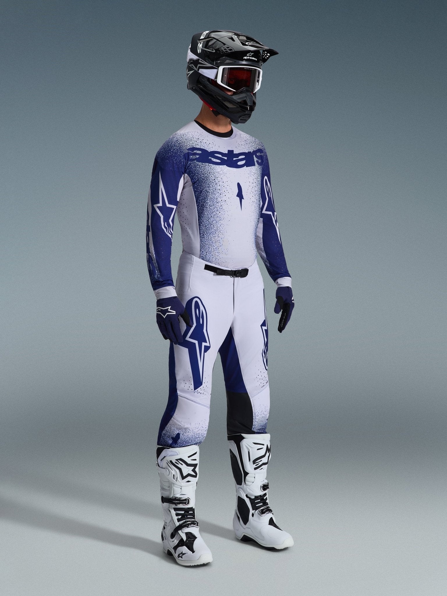 Alpinestars Supertech Scenz Motocross-Hose Hellgrau Dunkelblau 28 - MxProStoreParts