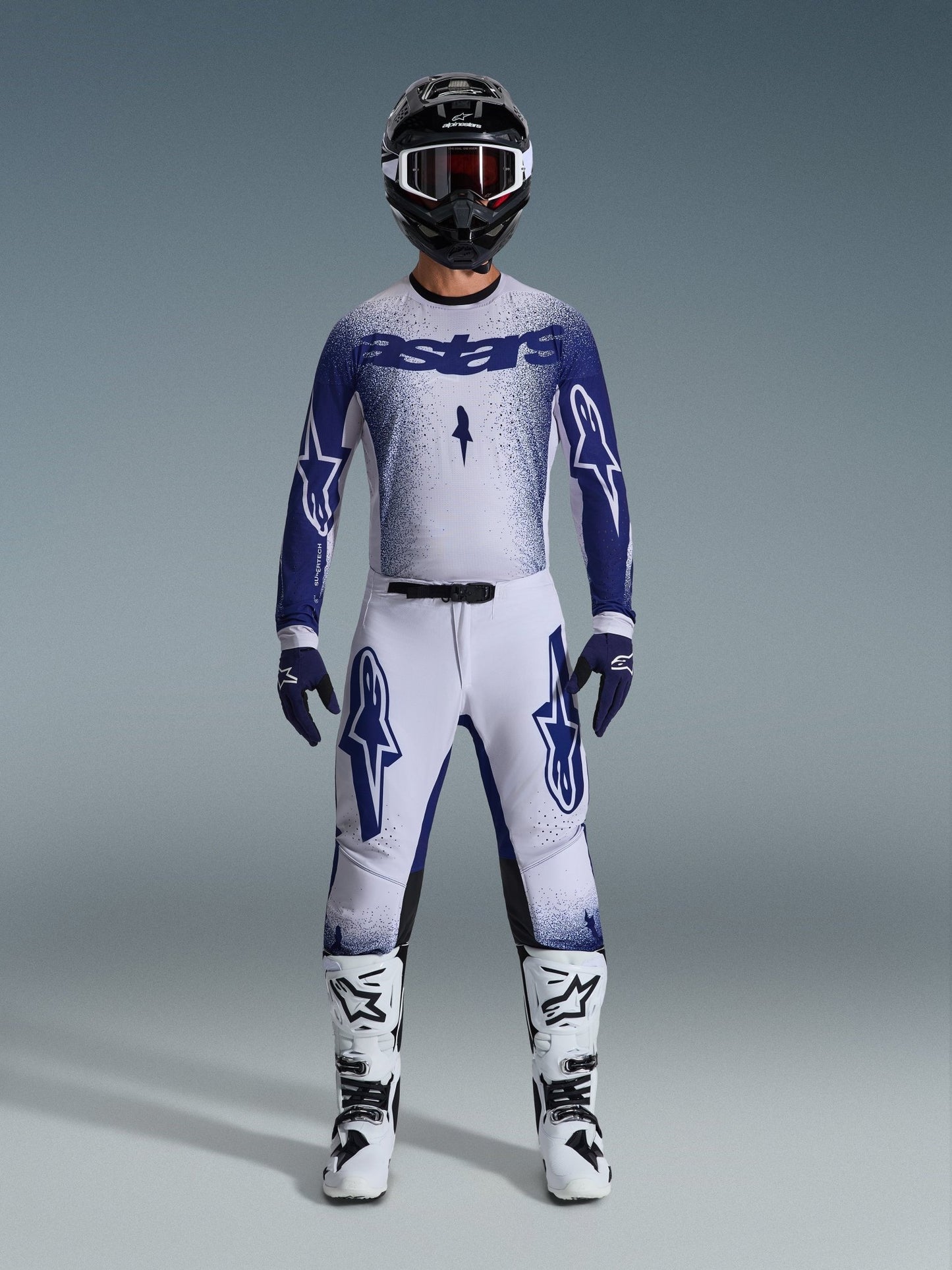 Alpinestars Supertech Scenz Motocross-Hose Lichtgrau Dunkelblau 28 - MxProStoreParts