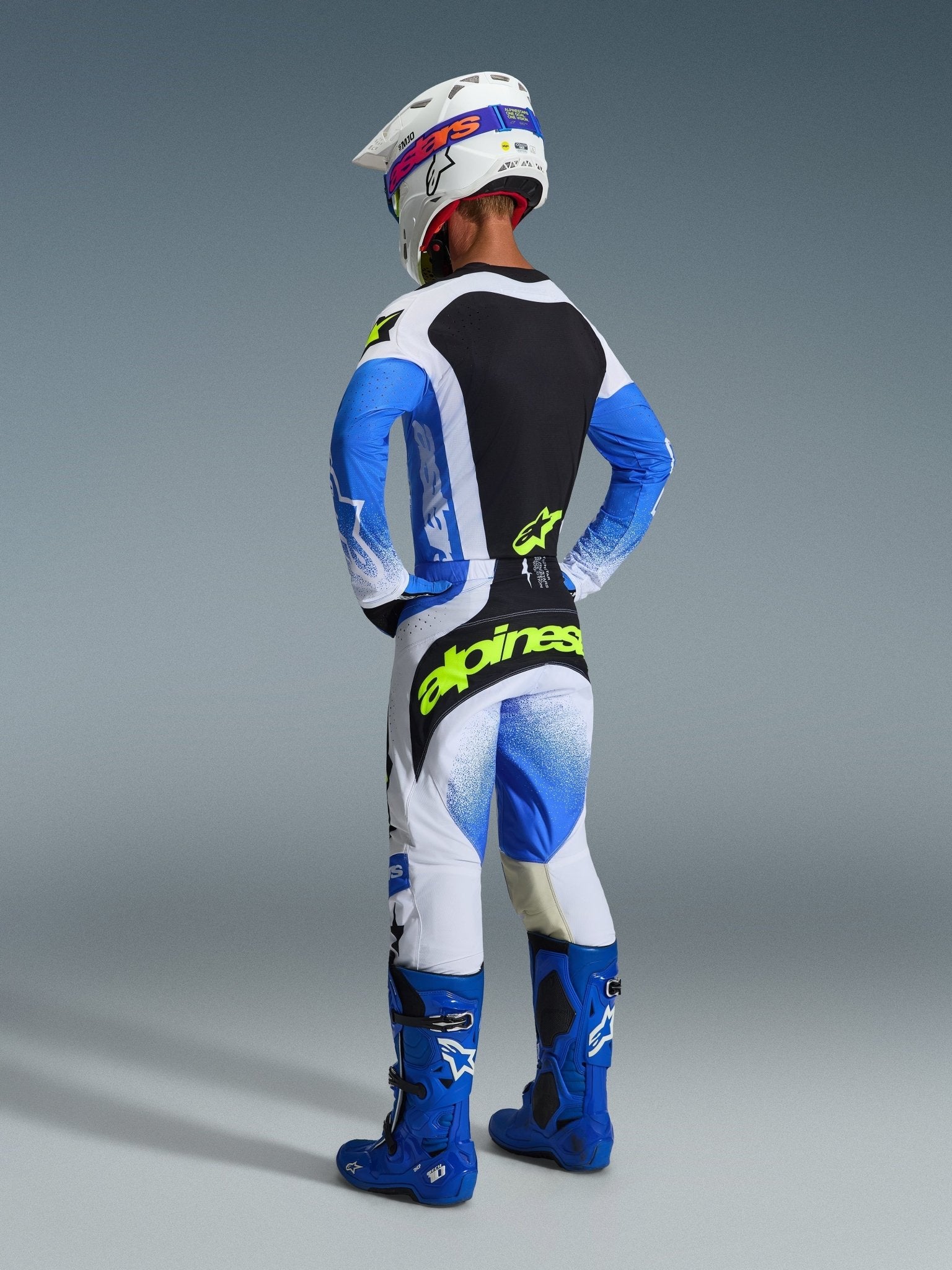 Alpinestars Techstar Knif Hose UCLA Blau Schwarz Fluoreszierend Gelb 28 - 40 - MxProStoreParts