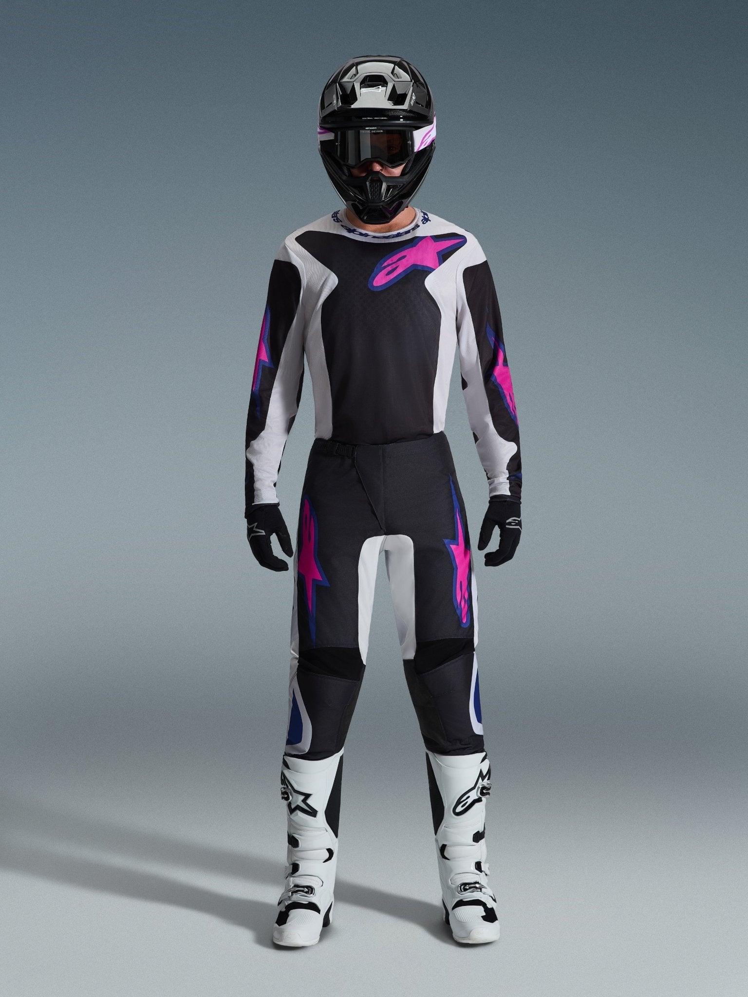 Alpinestars Fluid Grid Hose 2026 verstärkte Paneele Schwarz Hellgrau Lila - MxProStoreParts