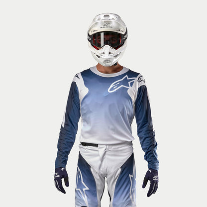 Alpinestars 2024 Racer Hoen Trikot atmungsaktiv Weiß/Dunkelmarine/Hellblau - MxProStoreParts