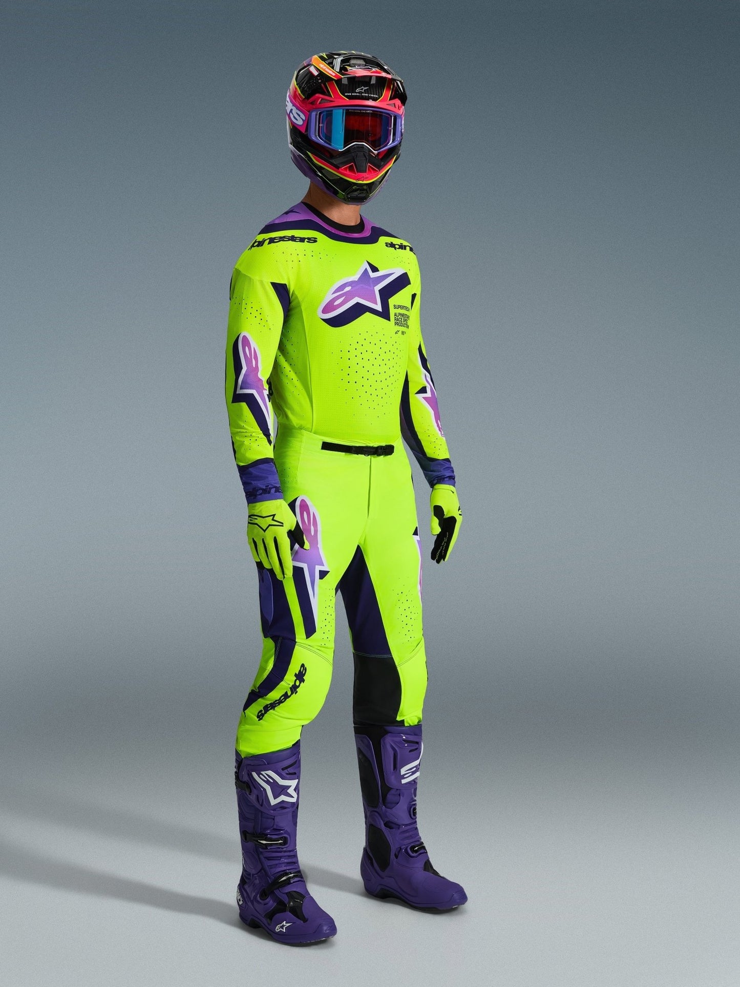 Alpinestars Supertech Vista Motocross-Hose Gelb Lila Schwarz - MxProStoreParts
