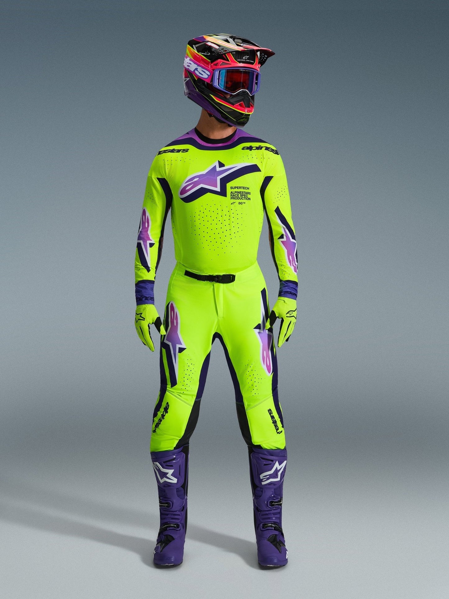 Alpinestars Supertech Vista Motocross-Hose Gelb Lila Schwarz - MxProStoreParts