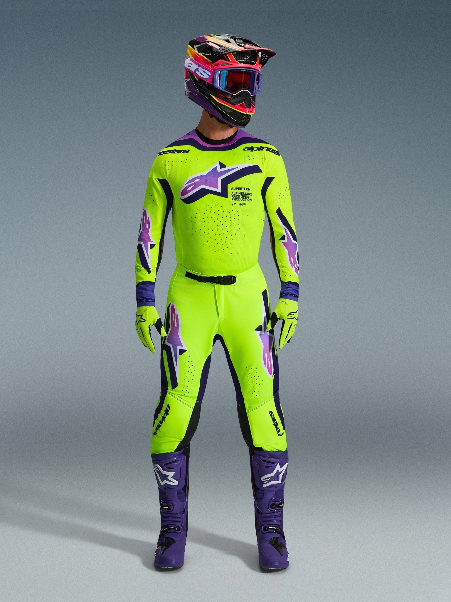 Alpinestars Supertech Vista Motocross-Hose Gelb Lila Schwarz - MxProStoreParts