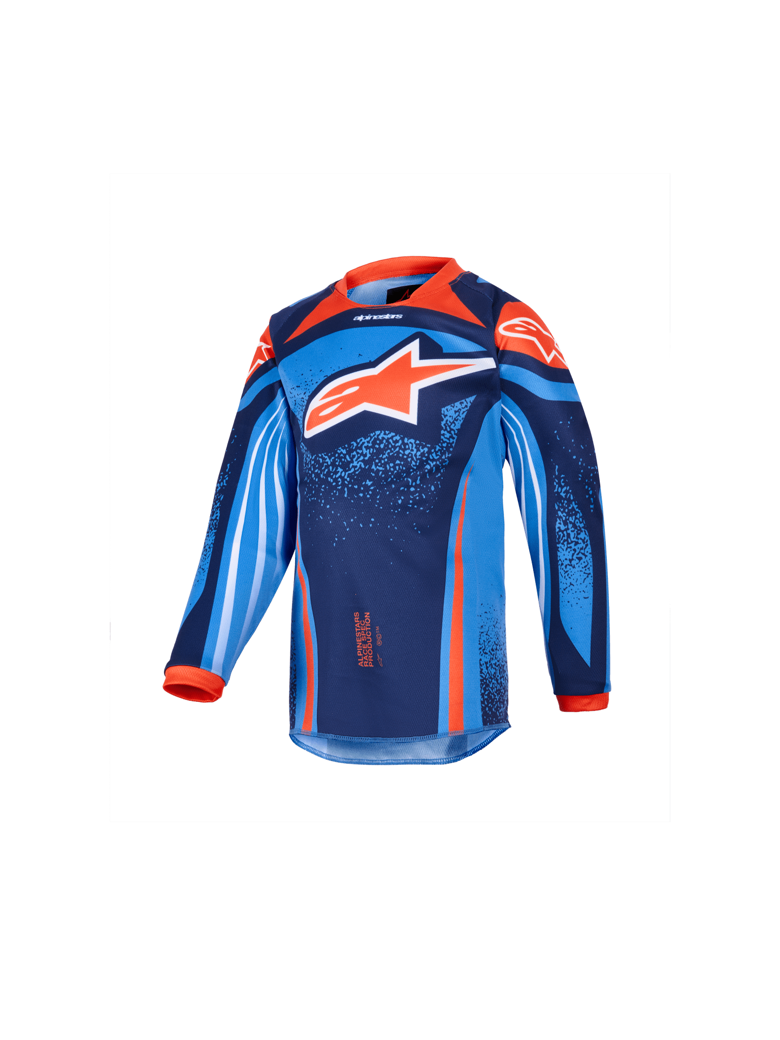Alpinestars Kinder Racer Nomur Trikot in Dunkelmarineblau, Orange und UCLA Blau - MxProStoreParts