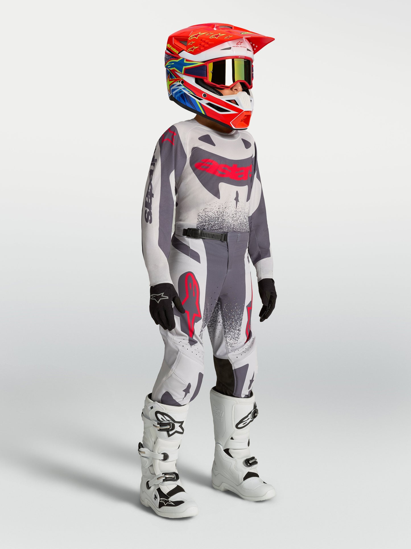 Alpinestars Jeugd Supertech Swan Broek 2027 Licht Lila Donkergrijs Rood Fluo