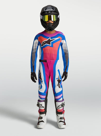 Alpinestars Jeugd Supertech Maven Broek 2027 Wit Hot Coral Blithe Blue - MxProStoreParts