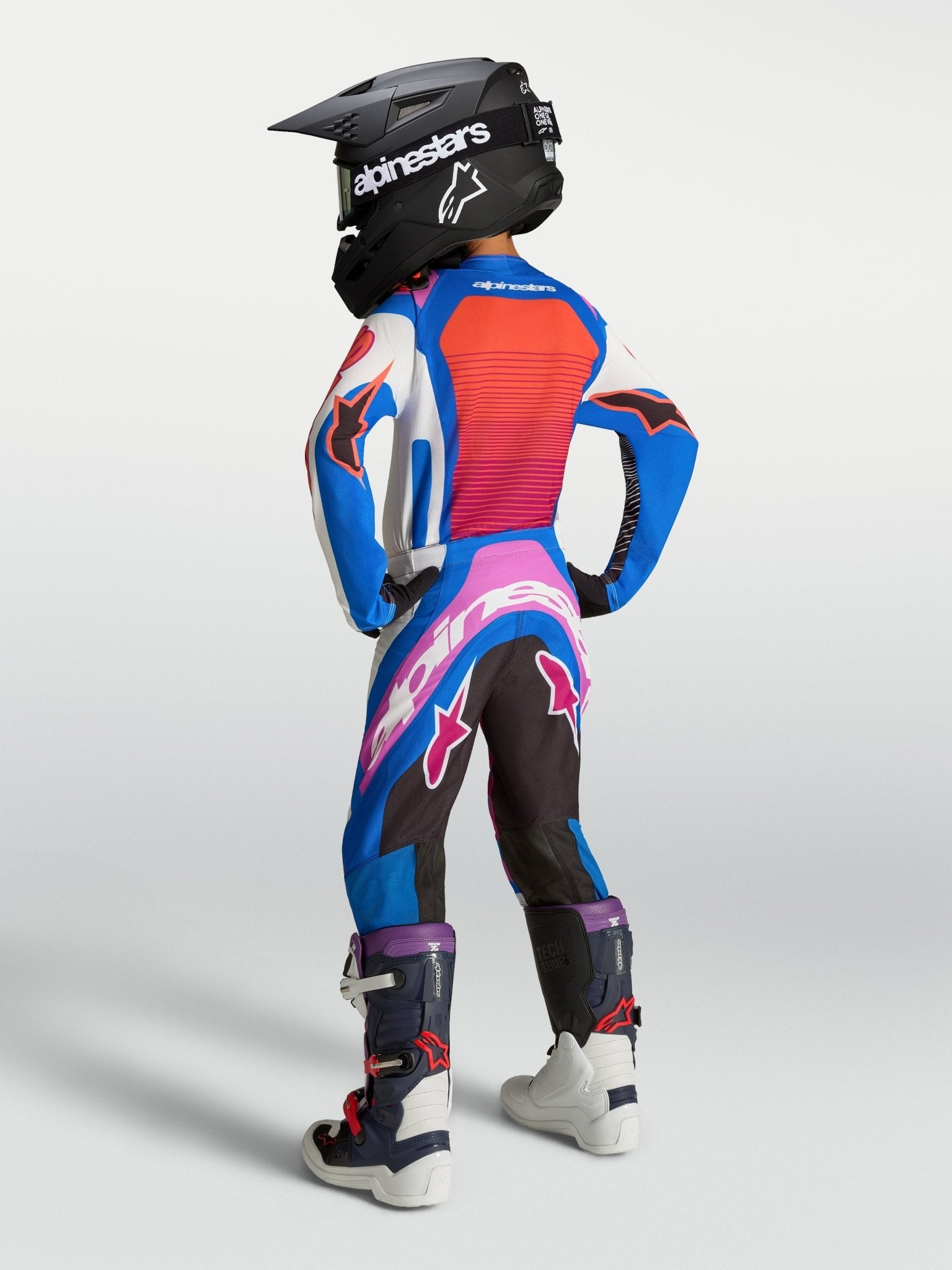 Alpinestars Jeugd Supertech Maven Broek 2027 Wit Hot Coral Blithe Blue - MxProStoreParts