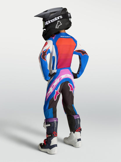 Alpinestars Jeugd Supertech Maven Broek 2027 Wit Hot Coral Blithe Blue - MxProStoreParts