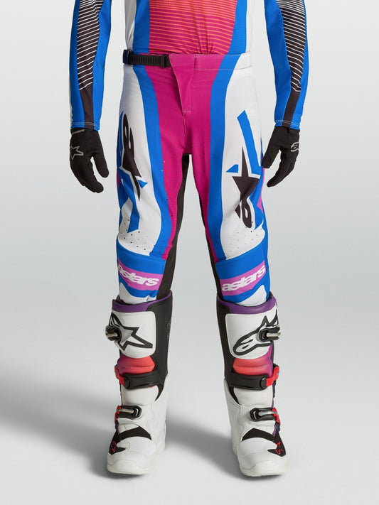 Alpinestars Jeugd Supertech Maven Broek 2027 Wit Hot Coral Blithe Blue - MxProStoreParts