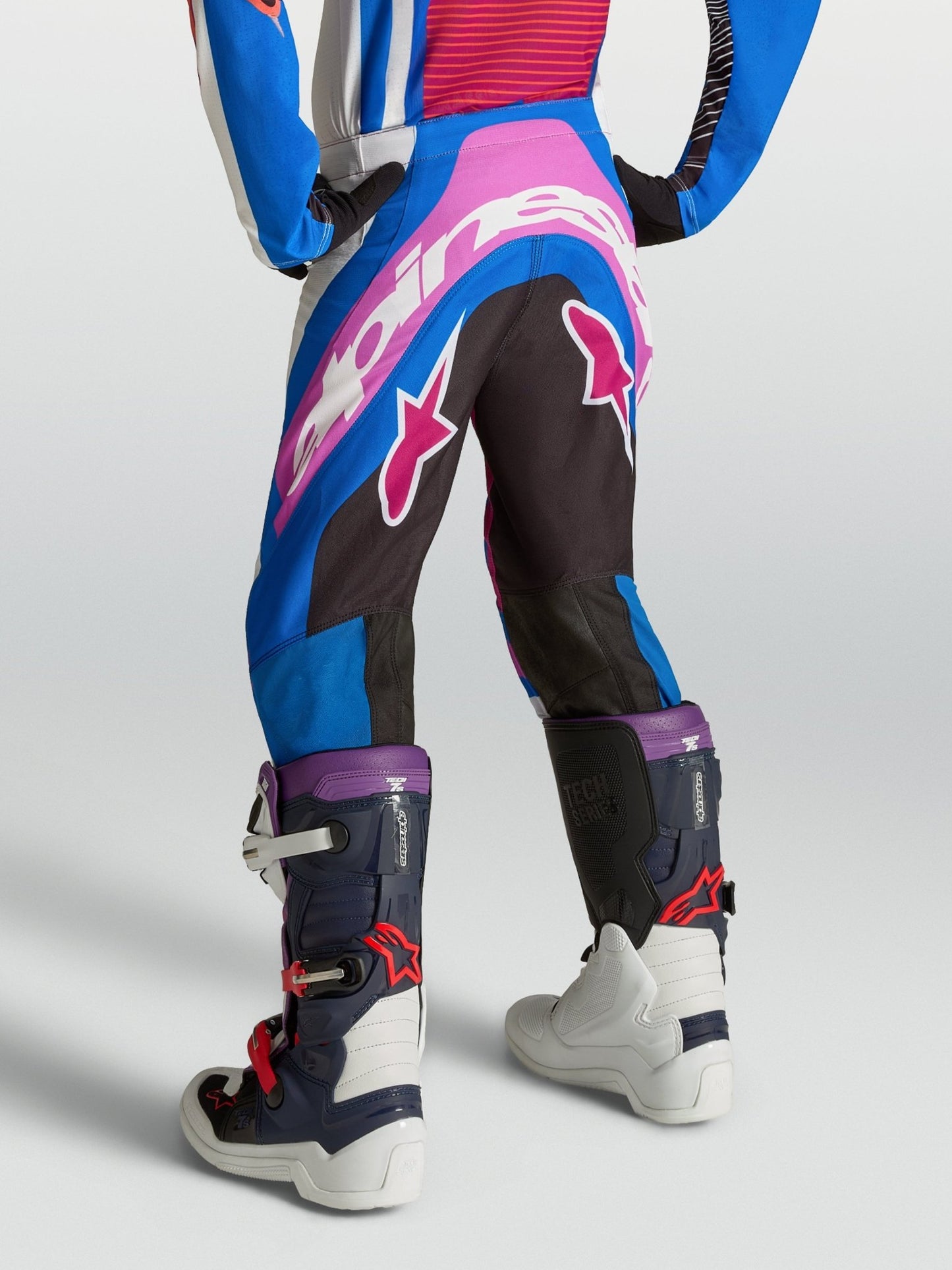 Alpinestars Jeugd Supertech Maven Broek 2027 Wit Hot Coral Blithe Blue - MxProStoreParts