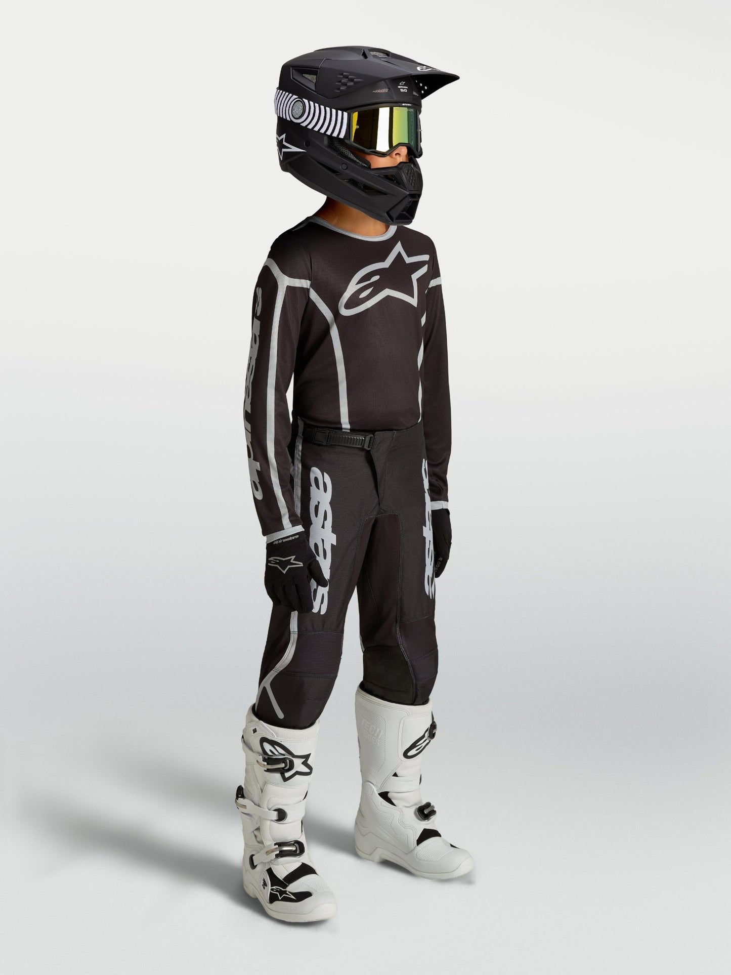 Alpinestars Jeugd Fluid Apex V2 Broek 2027 Zwart Zilver - MxProStoreParts