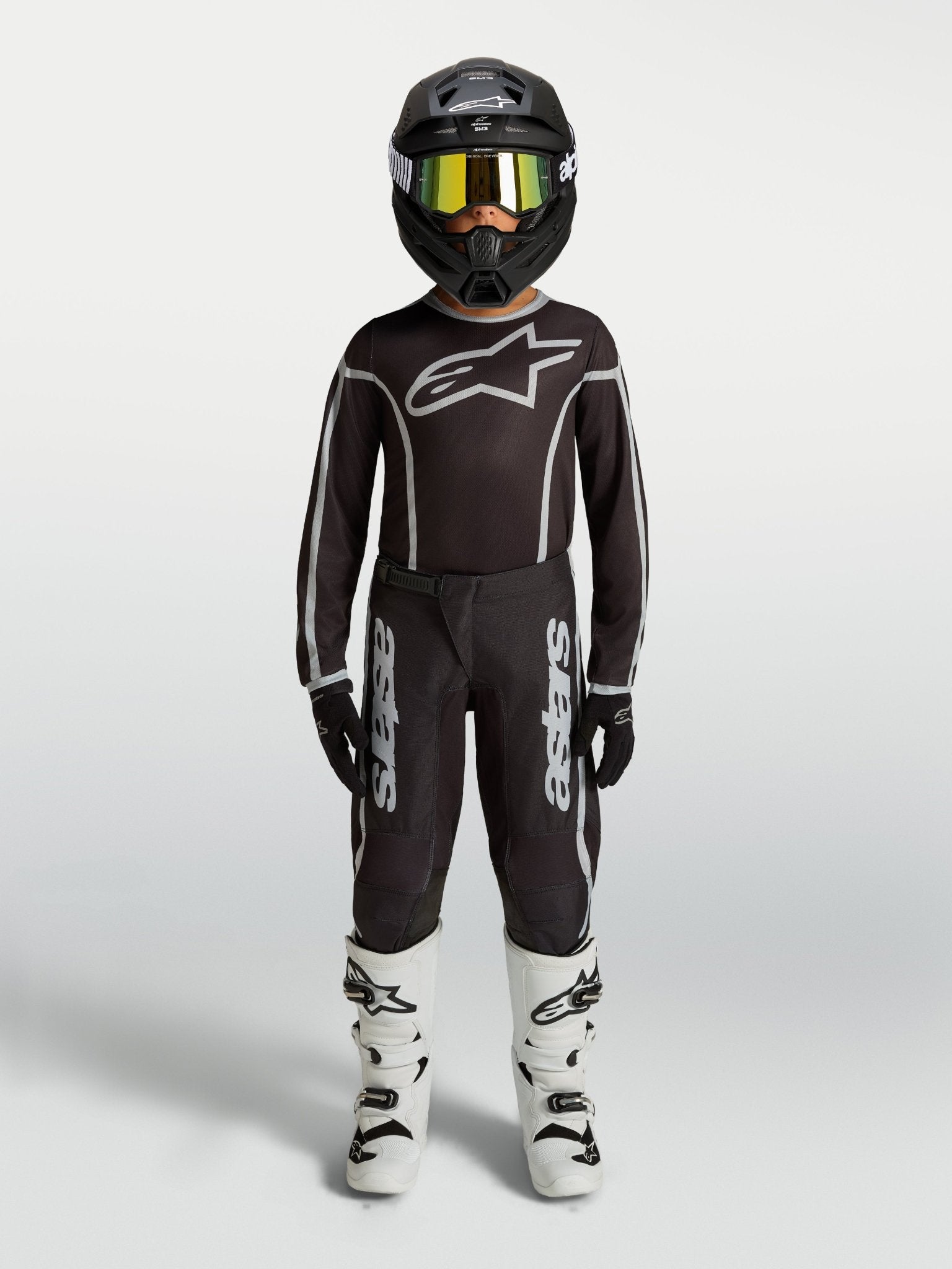Alpinestars Jeugd Fluid Apex V2 Broek 2027 Zwart Zilver - MxProStoreParts