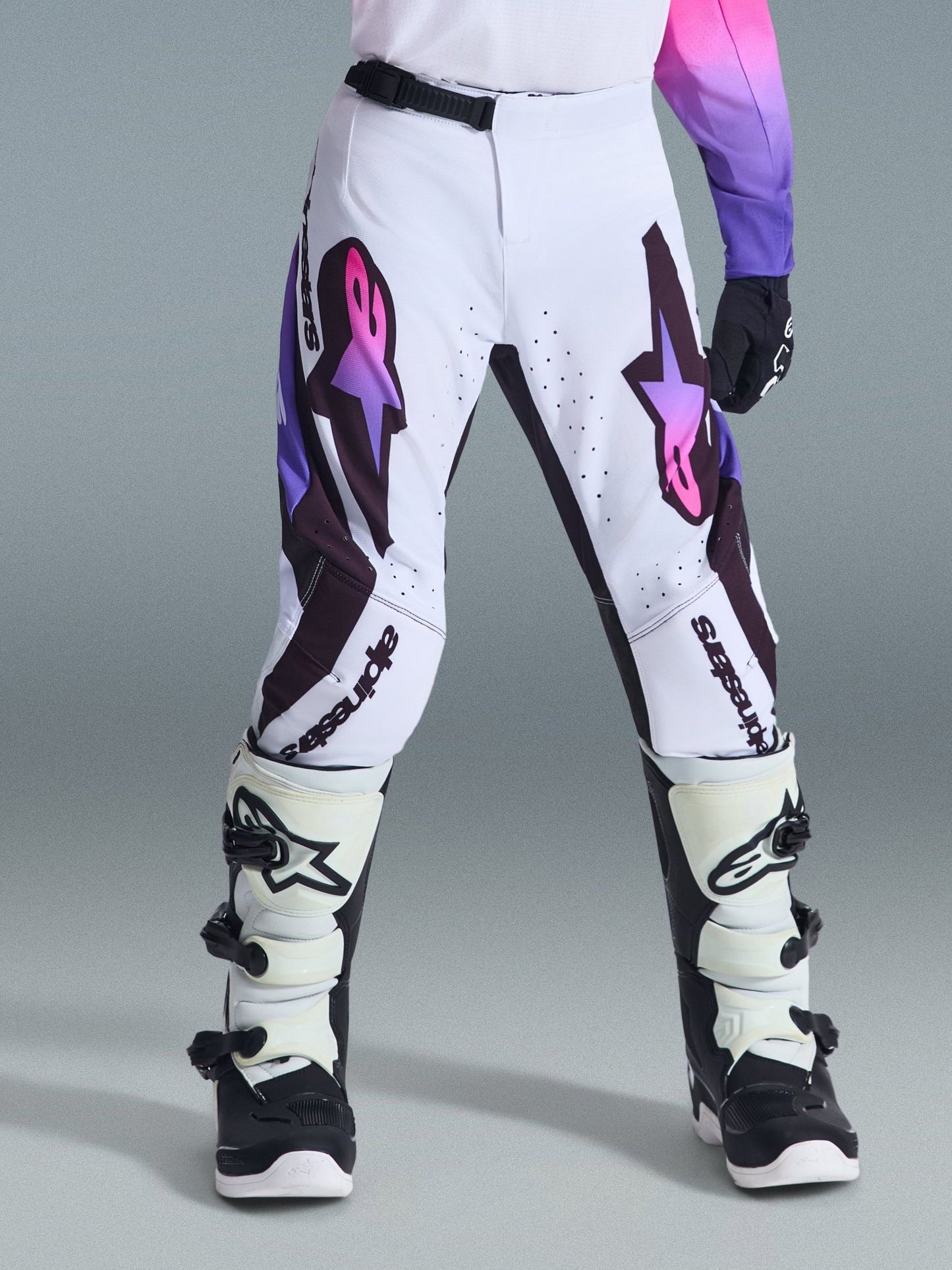Alpinestars Supertech Vista Jugendhose 22 Weiß Lila Schwarz - MxProStoreParts