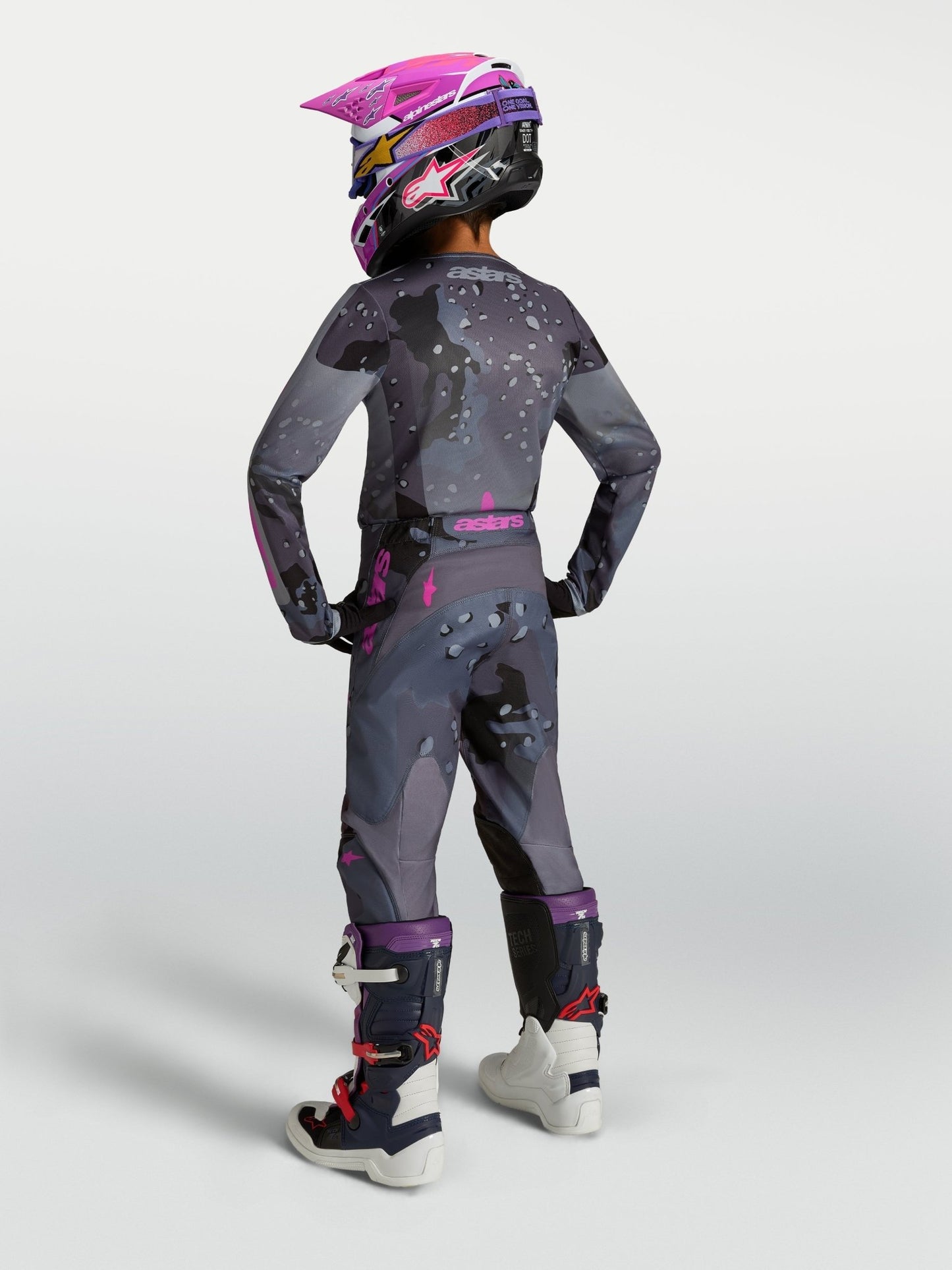 Alpinestars Jeugd Fluid Lone Jersey Gray Camo Paars - MxProStoreParts