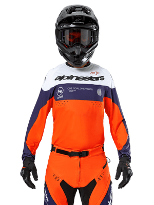 Alpinestars Pro-Dura Jersey Bleu Marine Orange Fluo Blanc