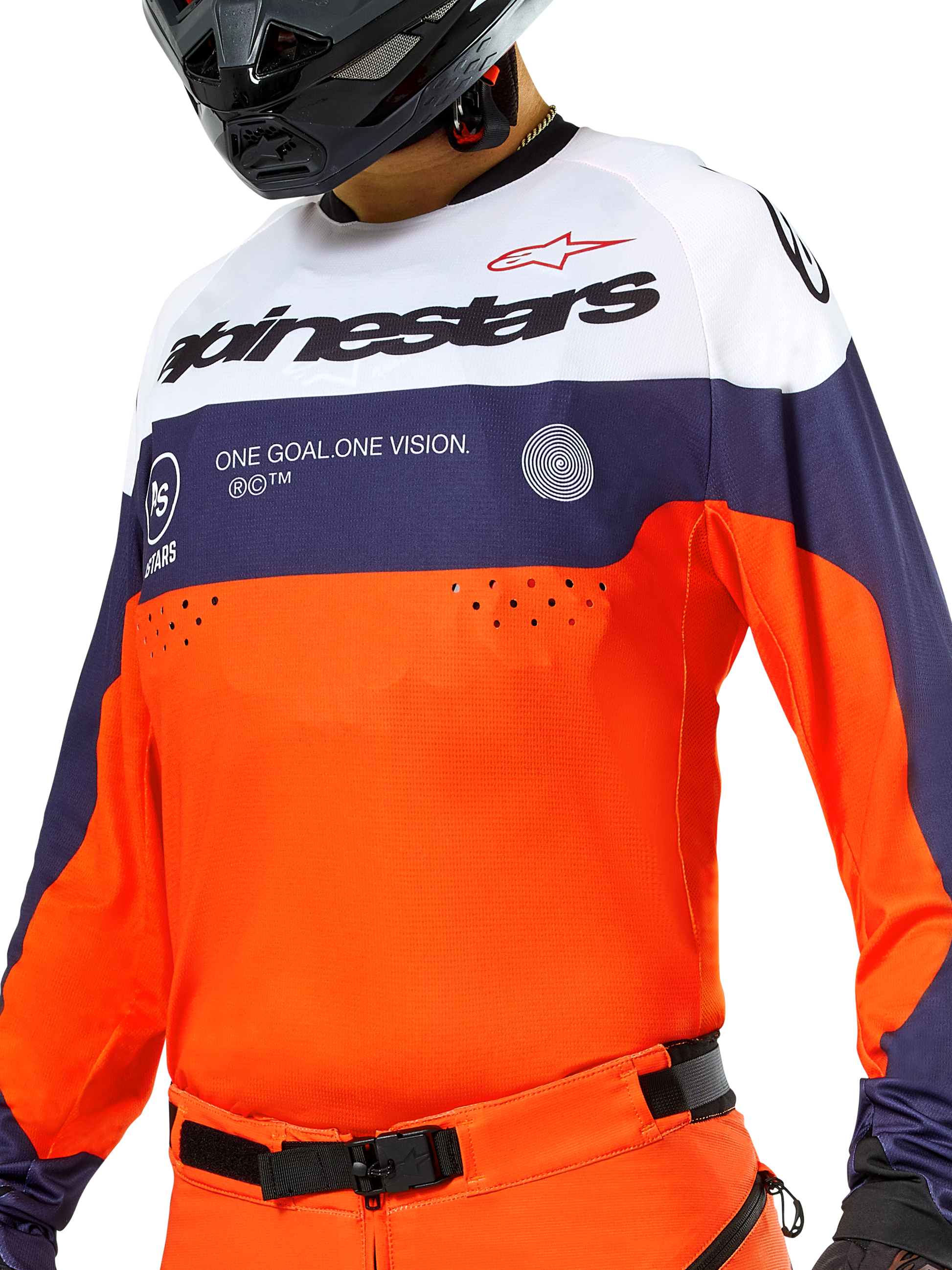Alpinestars Pro-Dura Jersey Marineblauw Hot Orange Wit