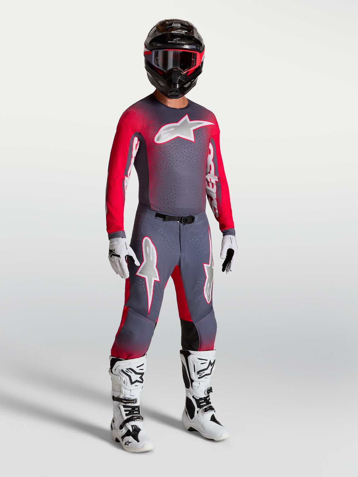Alpinestars Supertech Hiten AFD Jersey 2027 Graystone Rood Fluo Licht Lilac