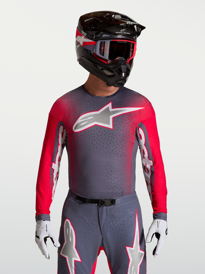 Alpinestars Supertech Hiten AFD Jersey 2027 Graystone Rood Fluo Licht Lilac