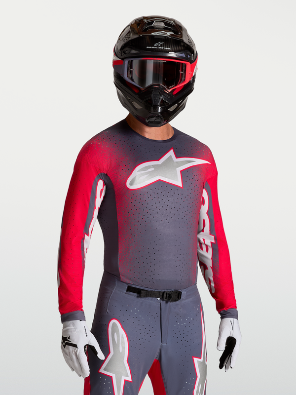 Alpinestars Supertech Hiten AFD Jersey 2027 Graystone Rood Fluo Licht Lilac