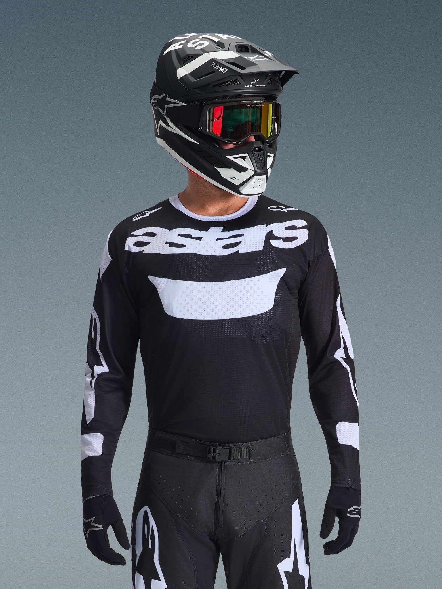 Alpinestars Racer Air Riway Jersey 2026 lange Ärmel schwarz-weiß - MxProStoreParts