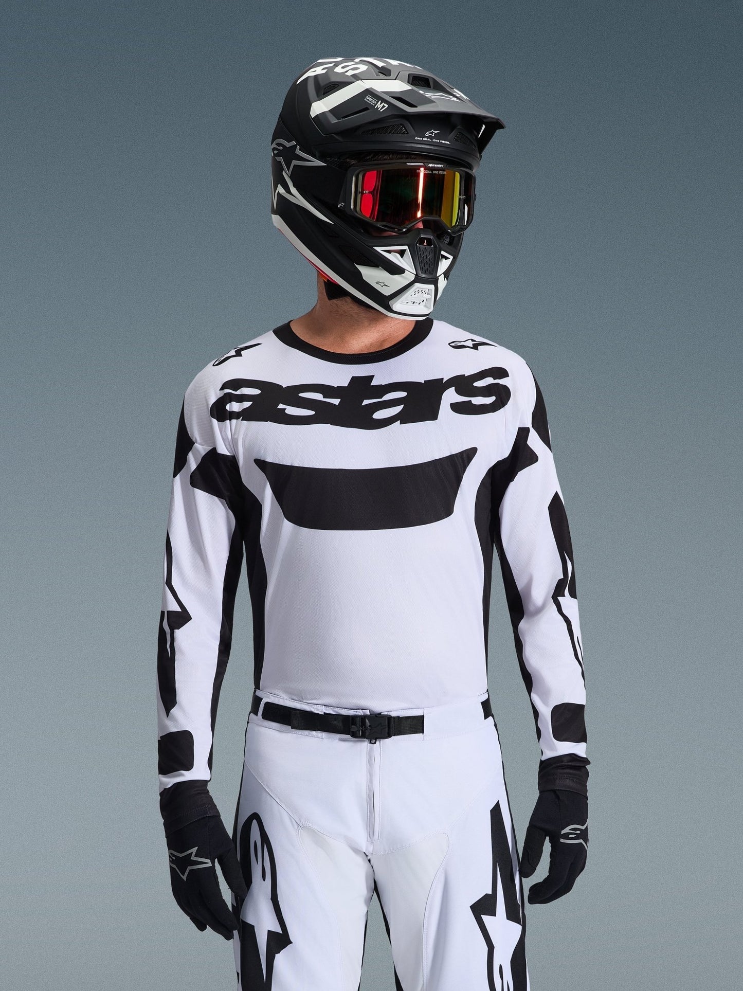 Alpinestars 2026 Racer Riway Motocross-Trikot feuchtigkeitsabführend Weiß-Schwarz - MxProStoreParts