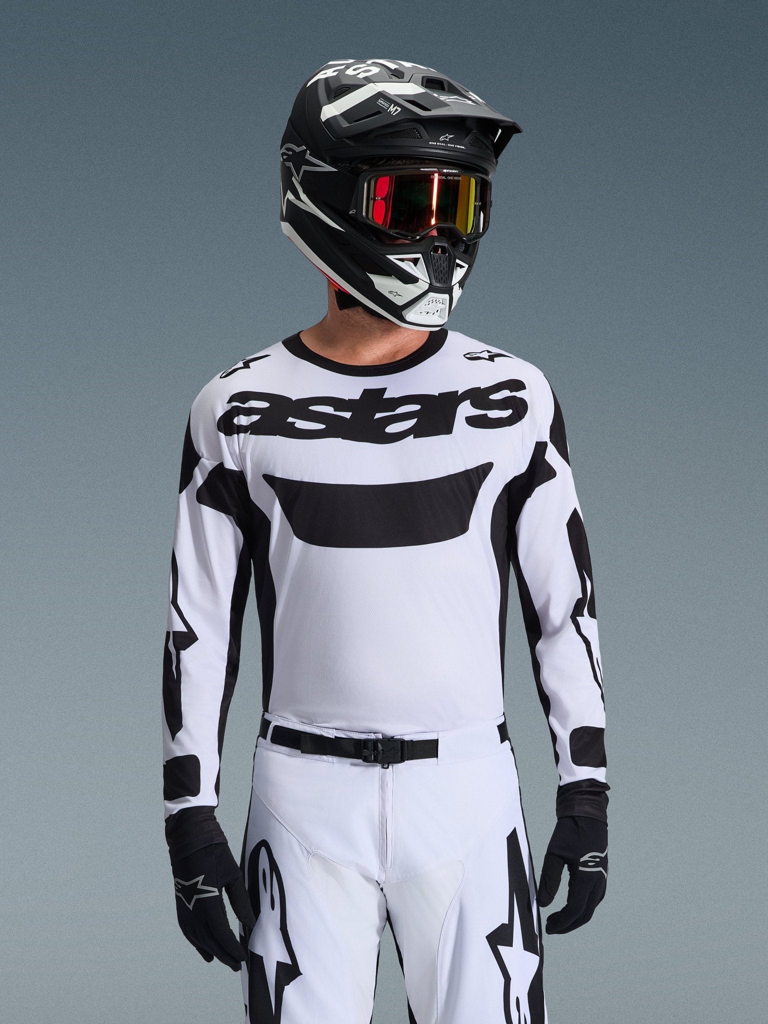 Alpinestars 2026 Racer Riway Motocross-Trikot feuchtigkeitsabführend Weiß-Schwarz - MxProStoreParts