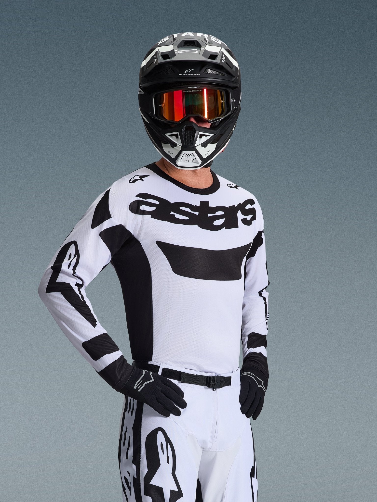 Alpinestars 2026 Racer Riway Motocross Trikot feuchtigkeitsabführend Weiß-Schwarz - MxProStoreParts